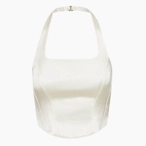 Aritzia White Halter Cropped Top